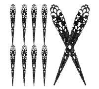 SOLUSTRE 20pcs Black Halloween Fingertip Claw Nail Covers, Hollow Ancient Queen Finger Tip Rings, Decorative Long Finger Nail Tips for Halloween Costume and Cosplay Accessories