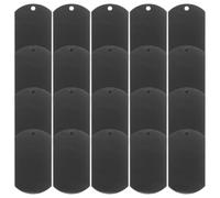 SOLUSTRE 20pcs Black Stainless Steel Stamping Blank Dog Metal Tags with Polished Surface, Can Laser Engraved, for Pet Identification and Jewelry Making Crafts