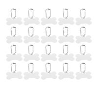 SOLUSTRE 20pcs Blank Sublimation Dog Tag Pendant Bone Shape Silver Aluminum Alloy Double Sided Can Be Engraved for Pet Collar and Birthday