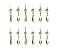 SOLUSTRE 20pcs Green Octagonal Crystal Chandelier Pendants Beads Prisms 37mm Pointed Drop Ornaments for DIY Hanging Decorations and Suncatcher Curtains