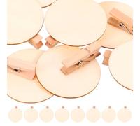 SOLUSTRE 20pcs Mini Message Signs Clamps DIY Craft Clips 1.5inch Round Sturdy Wood Multifunctional Creative Look Design for Crafters and Artists Crafting and Other Creations