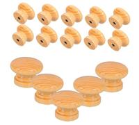 SOLUSTRE 20pcs Natural Wood Drawer Pulls Round Single Hole Cabinet Door Handles for Wardrobe Dresser Kitchen Cabinets Furniture Knobs with Easy Installation for DIY Projects