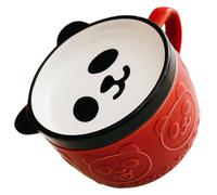 SOLUSTRE 220ml Ceramic Mug with Convenient Handle and Cartoon Panda Design, Easy to Maintain Red Coffee Cup for Office, Book Bar and Coffee Shop Use