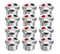 SOLUSTRE 24pcs Faucet Handle Caps with Hot and Cold Temperature Indicator Buttons, Plastic Sturdy Material, Fade Resistant and Hot and Cold Signs, Stylish Silver Covers for Kitchen