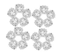 SOLUSTRE 24pcs Rhinestone Crystal Flower Buttons with Shank for Sewing DIY Crafts Versatile Silver Embellishments for Wedding Bridal Bouquet Clothes Bags Shoes and Home Decoration