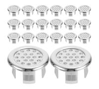 SOLUSTRE 25pcs Plastic Sink Overflow Trim Ring Cover for Bathroom and Laundry Tub, Round Decorative Drain Insert with Water Protection and Wide Compatibility, Silver Finish for Commercial