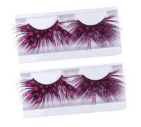 SOLUSTRE 2Pairs Pink Extra Extension Handmade Colored False Eyelashes Reusable Costume Party Cosplay Dance Accessories