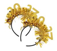 SOLUSTRE 2pcs 2027 New Year Headband with Tassels, Glitter Sequin Hair Hoop for Festive Party Celebrations, Comfortable Fit, Safe and Reliable Holiday Hair Accessories