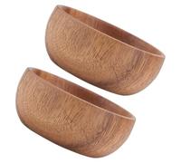 SOLUSTRE 2pcs Acacia Wood Small Salad Serving Bowls 8x3.5cm Wooden Fruit Bowls for Kitchen Counter Multipurpose Kitchen Dining Serveware