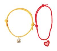 SOLUSTRE 2pcs Adjustable Handmade Rope Cat Necklace with Heart Pendant, Lightweight Pet Accessory for Small Dogs and Cats, Stylish Collar Symbolizing Good Fortune