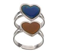 SOLUSTRE 2Pcs Adjustable Temperature Sensitive Mood Rings Color Changing Emotion Jewelry for Women Stylish Bohemian Heart-shaped Open Band Reflects Feelings with Color Chart