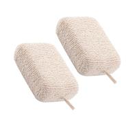 SOLUSTRE 2pcs Bath Sponge Scrubber Double-Layer Design Beige Flax Linen Woven Gentle Exfoliating Shower Scrubber with Strong Adsorption Capacity for Bathing