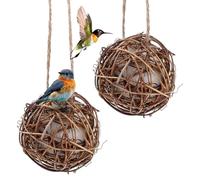SOLUSTRE 2pcs Bird Nest Material Ball Hanging Parrot Nest Easy for Hanging Multi-purpose Wood Cotton Can Be Hung on Yard Branch Suitable for Birds