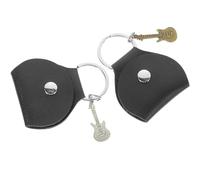 SOLUSTRE 2pcs Black Pu Leather Guitar Holder Case Keychain, Fashionable Metal Key Ring Accommodates Sizes of Guitar Picks, for Valentine's Day Or Thanksgiving Day