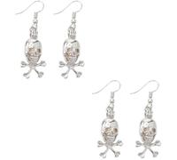 SOLUSTRE 2pcs Blue Skull Earrings for Women Glow the Dark Drop Dangle Earrings Alloy Material Unique Structure Halloween Party Jewelry