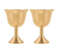 SOLUSTRE 2pcs Brass Chalice Goblets with Solid Stemmed Cups, Golden Vintage Gothic Wine Goblets for Home Décor and Renaissance Wedding Toast, Classic Medieval Style Drinkware Preventing
