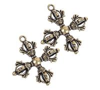 SOLUSTRE 2Pcs Brass Vajra Pestle Keychain Pendant Retro DIY Ornament for Keychains Chic Decoration for Home Compact with Fine Details