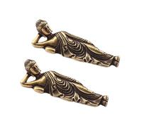 SOLUSTRE 2pcs Buddha Statue Lying Buddha Figurine Mini Solid Brass Golden Decorative Ornament for Home Living Room Art Lovers Buddhists