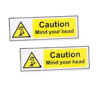 SOLUSTRE 2pcs Caution Safety Warning Decal Self Adhesive Head Collision Signs for Warehouse Basement Stairways Malls Highly Visible Low Ceiling Warning Labels for Accident Prevention