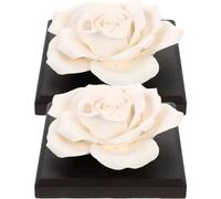 SOLUSTRE 2pcs Ceramic Car Essential Oil Diffuser Rose Shaped with Smooth Surface and Lightweight Design, Portable Aroma Diffuser Decor for Living Room and Office Use, Unique Black Ceramic