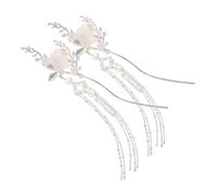 SOLUSTRE 2pcs Chinese Ancient-style Hairpins for Women Retro Moon and Flower Hair Chopsticks with Tassels Metal Hair Sticks Elegant Traditional Hanfu Accessories for Festivals and Parties