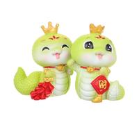 SOLUSTRE 2pcs Chinese Zodiac Snake Statue Resin Figurines Shaking Head Mascots for Car Home Desktop Decoration Compact Cultural Heritage Collectible Animal Crafts