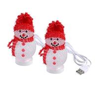 SOLUSTRE 2pcs Christmas Led Snowman Night Light Desktop Lamp for Bedroom Decorative Home Decorations Hat Assorted Style