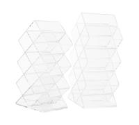 SOLUSTRE 2Pcs Clear Acrylic Lipstick Holder with Slots Transparent Cosmetic Storage Organizer Stand for Lipstick Tubes and Lip Gloss Large Capacity Makeup Display Rack for Home Vanity