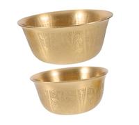 SOLUSTRE 2pcs Copper Temple Offering Bowls Brass Worship Cups for Water Offerings Tarnish Resistant Wealth Bowls for Home Altar Religious Rituals Meditation and Prayer