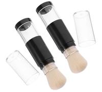 SOLUSTRE 2pcs Cosmetic Applicator Brush Makeup Brush with Refillable Bottle Jar Portable Press-and-dispense Mechanism Soft Plastic Bristles for On-the-go Touch-ups Fits in Purse Or Travel