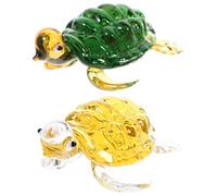 SOLUSTRE 2Pcs Creative Glass Tortoise Decor Unique Desktop Ornament Small Tortoise Craft for Living Spaces Versatile Home Decoration Quirky
