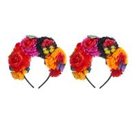 SOLUSTRE 2pcs Day the Dead Flower Headband Hair Accessory with Cloth Flowers for Masquerade and Costume Party, Festival Mexican Hair Accessories for Women, Lightweight and Comfortable