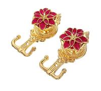 SOLUSTRE 2pcs Decorative Curtain Tieback Hooks Wall Mounted Lotus Flower Style for Curtains Doors Hats Coats Multi Functional Wall Hangers Rose Red Classic and Modern Home