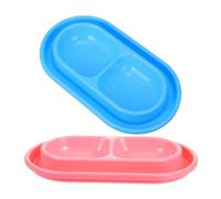 SOLUSTRE 2pcs Double Cat Food Bowl with Moat Design and Stable Base, Easy to Maintain Pp Material Pet Feeding Dish for Cats and Pets, for Home and Apartment Use with Separate Compartments