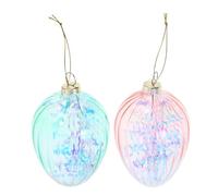 SOLUSTRE 2pcs Easter Egg Decor Hanging Glass Ornaments Pink Blue Egg Shaped Door Pendant Easter Festival Scene Pendant for Home and Garden Decorations