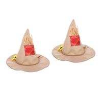 SOLUSTRE 2pcs Elegant Wide Brim Witch Hat for Halloween Party Cosplay Pointed Wizard Cap with Burlap Sunflower Design Rustic Scarecrow Witch Accessory for Costume Decor