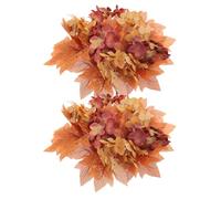 SOLUSTRE 2pcs Fall Candle Rings Wreaths Thanksgiving Artificial Pumpkin Maple Leaf Candle Garland for Thanksgiving Day Table Decor Front Door Hanging Wreaths