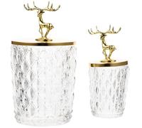 SOLUSTRE 2pcs Glass Storage Canisters with Lids for Tea and Candy, Container Body, Convenient Canister for Storage and Display of Accessories and Sundries, for Tea Store Or Shopping Mall