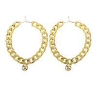 SOLUSTRE 2pcs Gold Dog Collar Chain with Bell Reusable Abs Material Pet Accessories for Small and Medium Dogs Convenient to Use for Walking