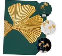 SOLUSTRE 2PCS Golden Iron Wrought Gingko Leaf Ornaments Lightweight Desktop Home Decoration for Living Bedroom Nordic Style