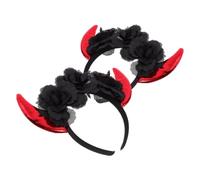 SOLUSTRE 2pcs Halloween Devil Horn Headband for Costume Party, Red Artificial Leather and Knitting Fabric with Comfortable Fit and Fine Workmanship, Unique Design Hair Hoop Accessory