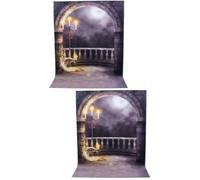 SOLUSTRE 2pcs Halloween Photo Background Cloth with Vivid Castle Pattern, Non-reflective Vinyl Material, Multifunction Photography Backdrop for Personal Photography and Halloween Themed