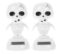 SOLUSTRE 2pcs Halloween Solar Dancing Skeleton Ghost Decor, Car Ornament for Halloween Decoration, White Plastic Figurine, 3. 93 Inch