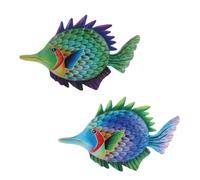 SOLUSTRE 2pcs Iron Fish Wall Art Hanging Decorations Home Craft Ornaments Green and Blue Realistic Fish Ornaments for Living Room Nautical Style Extra Wall Art for Home Decor
