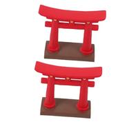 SOLUSTRE 2pcs Japanese Miniature Gate Sculpture for Aquariums and Fairy Gardens Authentic Resin Design for Home Decor Unique Japanese Garden Ornaments Micro Landscaping Accents