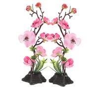SOLUSTRE 2pcs Japanese Plum Blossom Sushi Decoration Plate Ornament Black Base Pink Flower Japanese Cold Dish Decoration Restaurant Tabletop Adornment