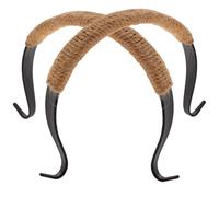 SOLUSTRE 2pcs Large Ergonomic Teapot Handles Replacement Set with Black Painted Rattan Rope, Wear-Resistant Compact Kettle Grips for Daily Use and Teapot Handle Repair