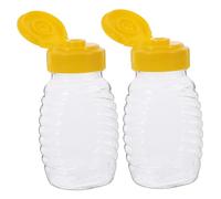 SOLUSTRE 2Pcs Leak Honey Dispenser Bottles for Precise Squeeze Dispensing Refillable Condiment Jars for Kitchen Use Suitable for Honey Ketchup Mustard and Vinegar Storage