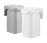 SOLUSTRE 2pcs Magnetic Wall-mount Tooth Rinsing Cups with Hanging Holder, Macaron White and Gray Bathroom Mouthwash Tumblers for Home and Travel Storage