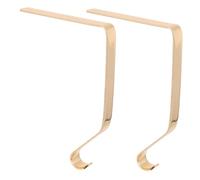 SOLUSTRE 2pcs Metal Christmas Stocking Hangers Gold Fireplace Mantel Hooks Easy Install Decorative Holiday Hanging Clips for Socks Garland Lighting